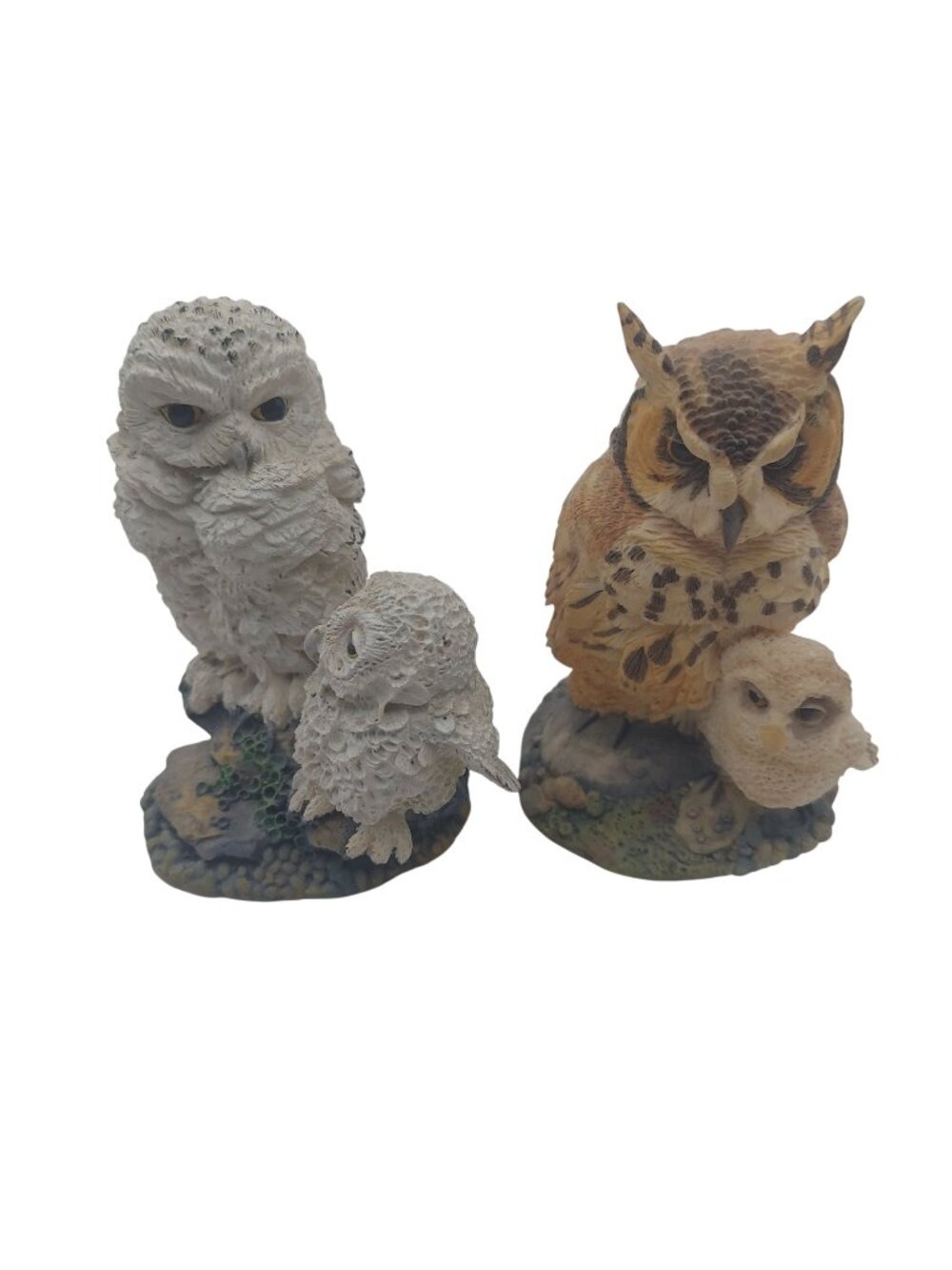 Owl Figurine Set of 2 Hamilton Collection Nesting Instincts Bird Sculptures Vtg